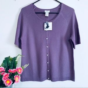 Jaclyn Smith Prurple Short Sleeve Knitted Top